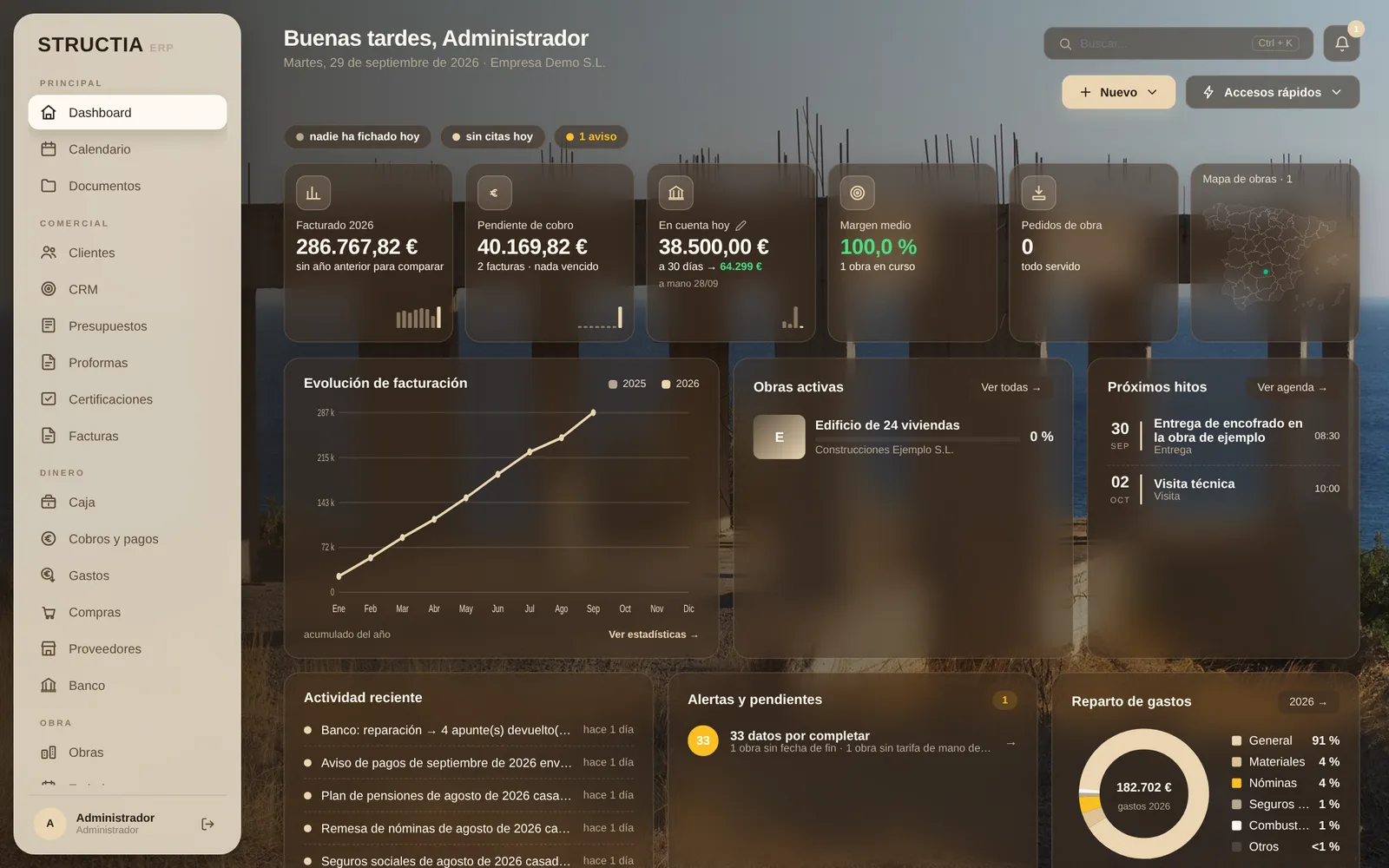 STRUCTIA ERP con la apariencia Natural (datos ficticios de demostración)